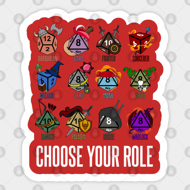 D&D Character Class Hit Dice Dungeons And Dragons Sticker TeePublic